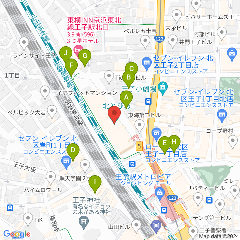 北とぴあ周辺の駐車場・コインパーキング一覧地図