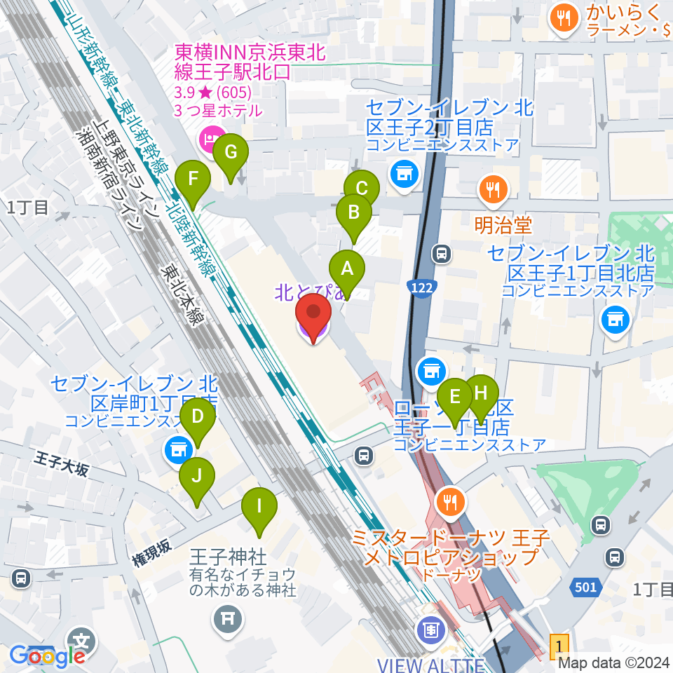 北とぴあ周辺の駐車場・コインパーキング一覧地図