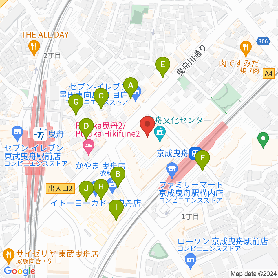 曳舟文化センター周辺の駐車場・コインパーキング一覧地図