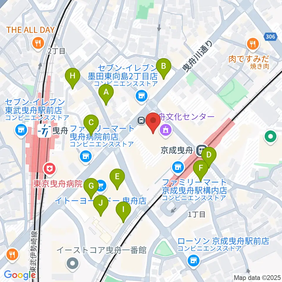 曳舟文化センター周辺の駐車場・コインパーキング一覧地図