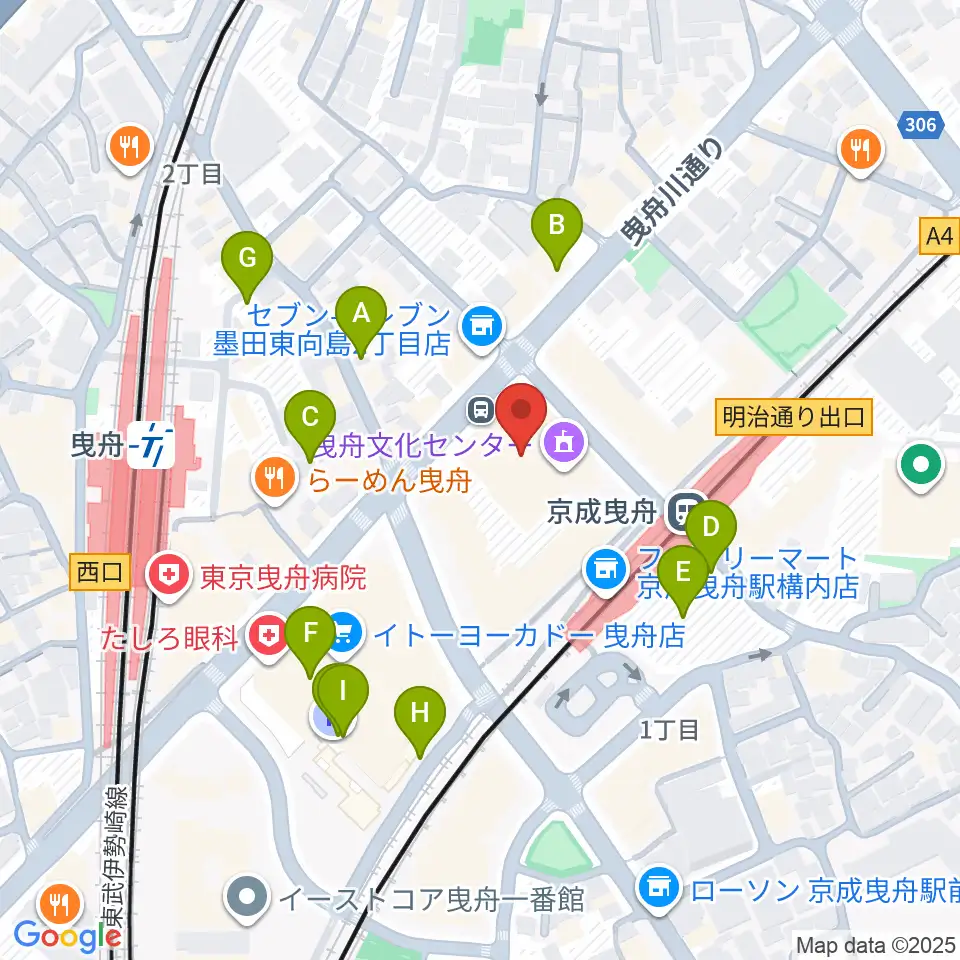 曳舟文化センター周辺の駐車場・コインパーキング一覧地図