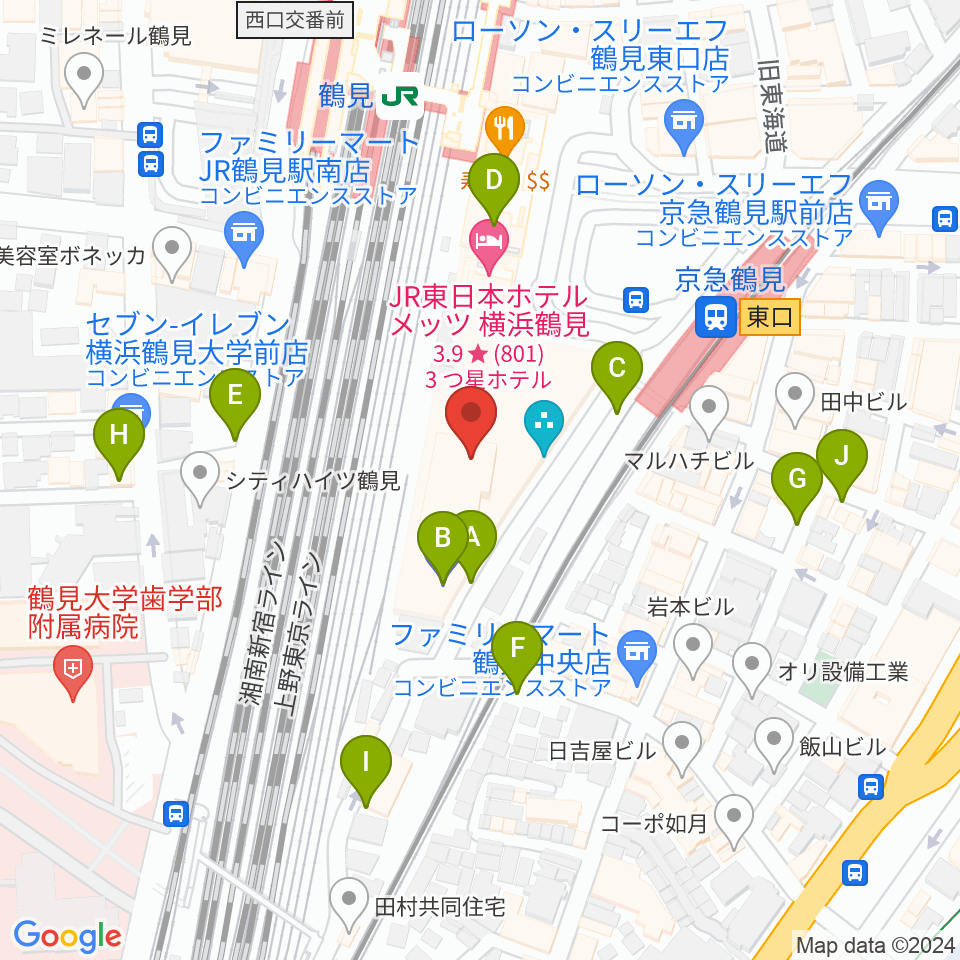 鶴見区民文化センターサルビアホール周辺の駐車場・コインパーキング一覧地図