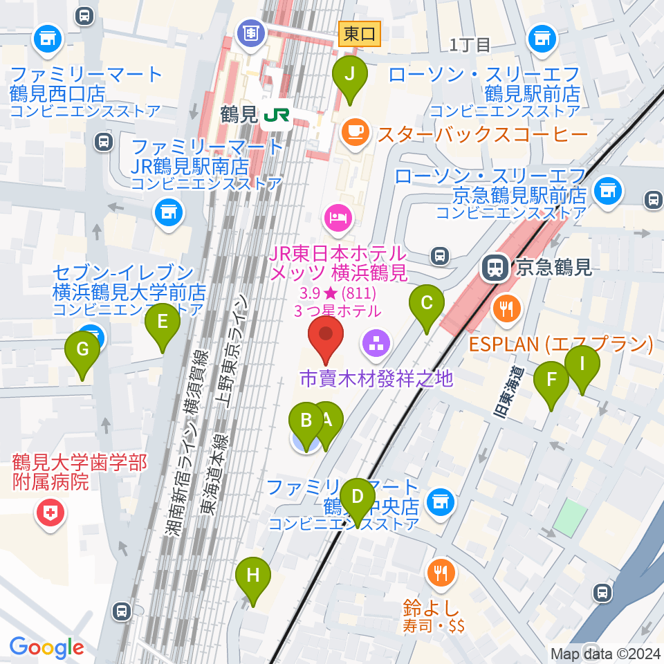 鶴見区民文化センターサルビアホール周辺の駐車場・コインパーキング一覧地図