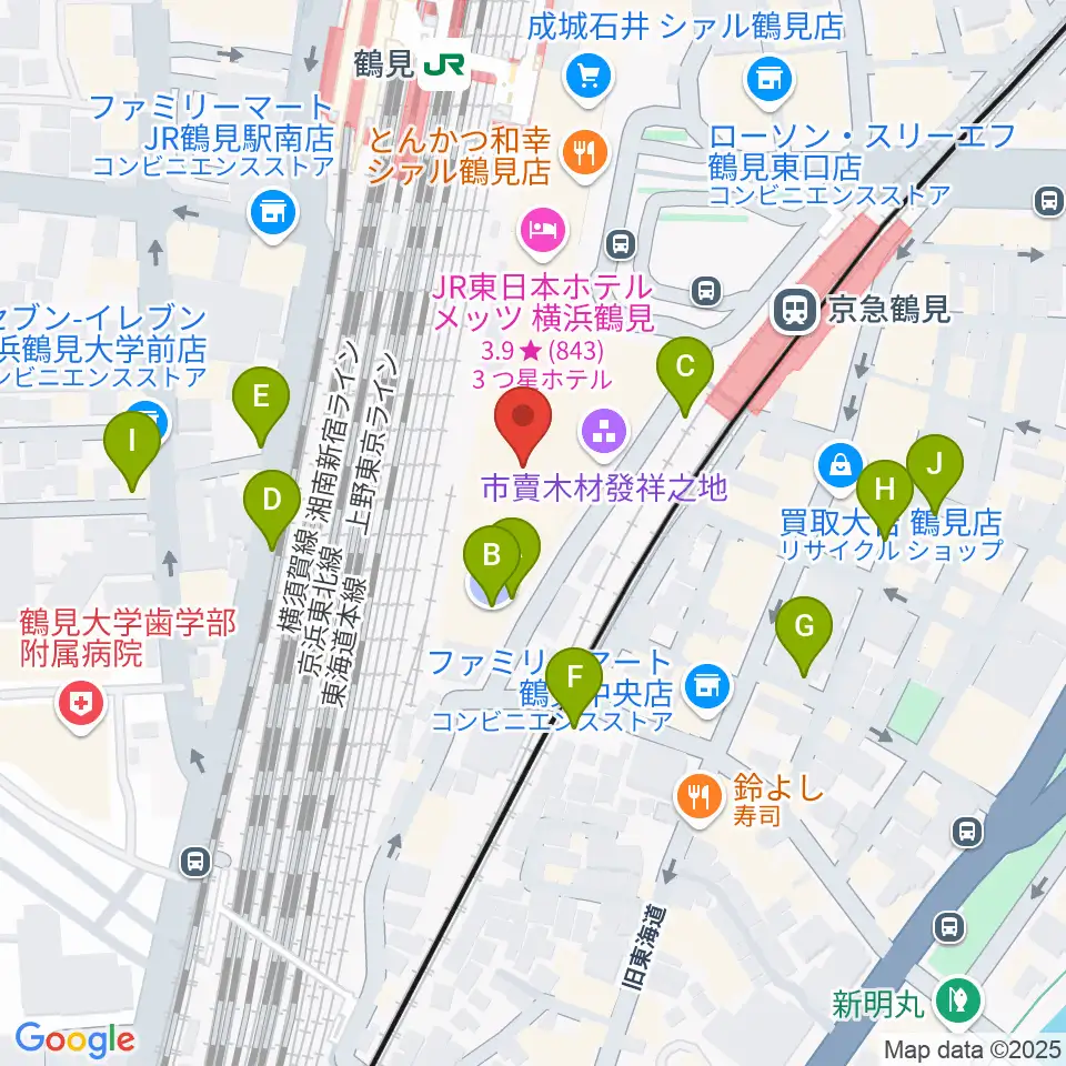 鶴見区民文化センターサルビアホール周辺の駐車場・コインパーキング一覧地図