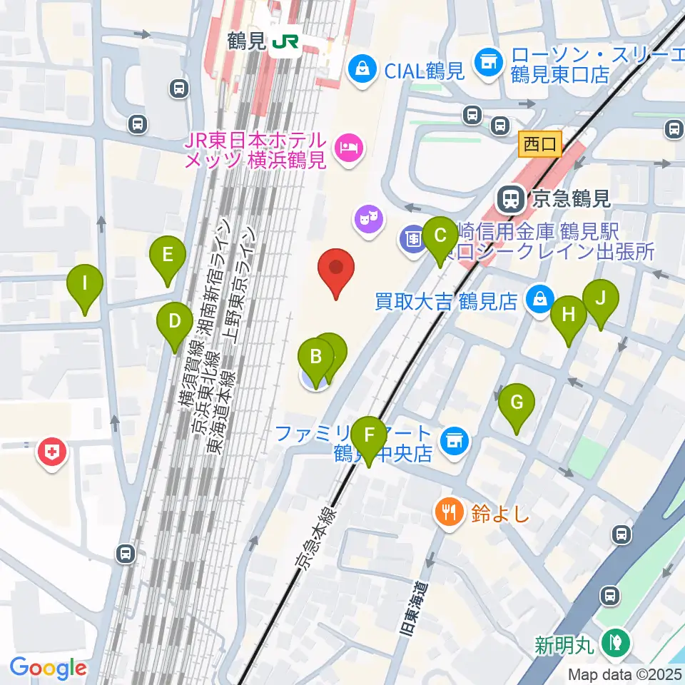 鶴見区民文化センターサルビアホール周辺の駐車場・コインパーキング一覧地図