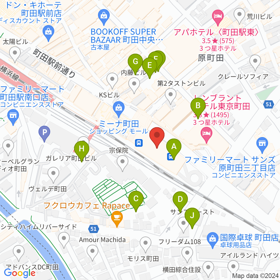 町田ターミナルプラザ市民広場周辺の駐車場・コインパーキング一覧地図