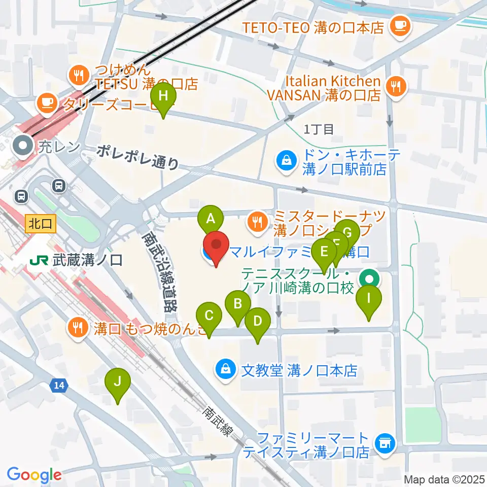 川崎市高津市民館周辺の駐車場・コインパーキング一覧地図