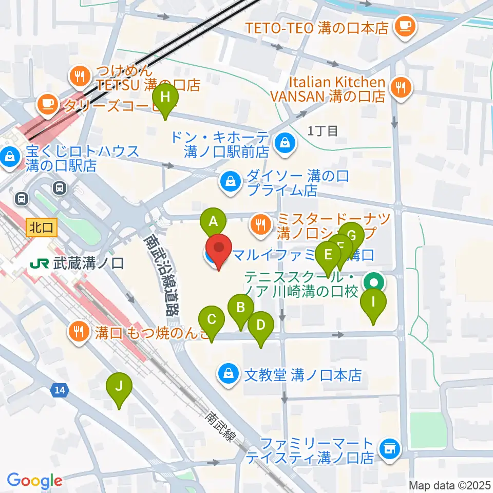 川崎市高津市民館周辺の駐車場・コインパーキング一覧地図