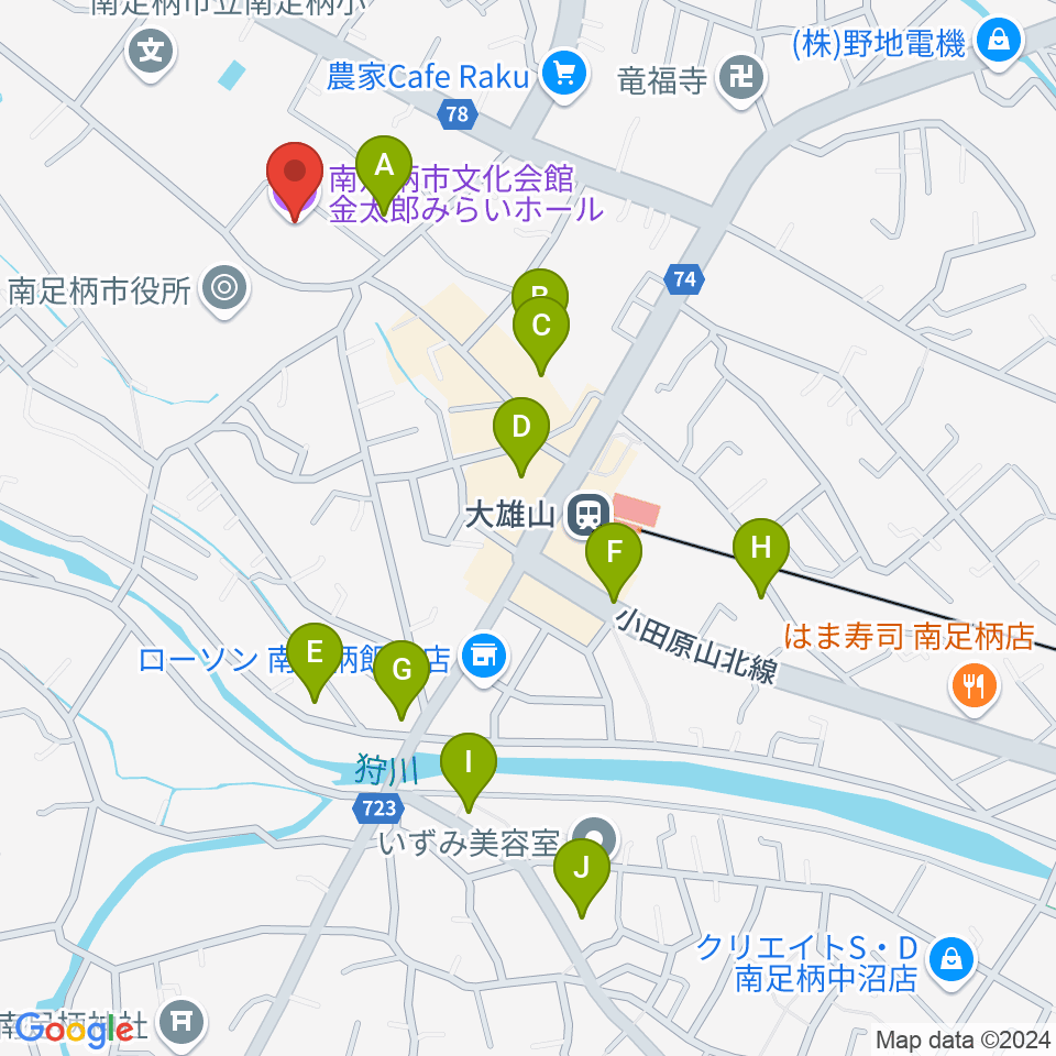 南足柄市文化会館 金太郎みらいホール周辺の駐車場・コインパーキング一覧地図