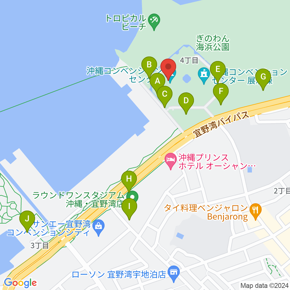 沖縄コンベンションセンター周辺の駐車場・コインパーキング一覧地図