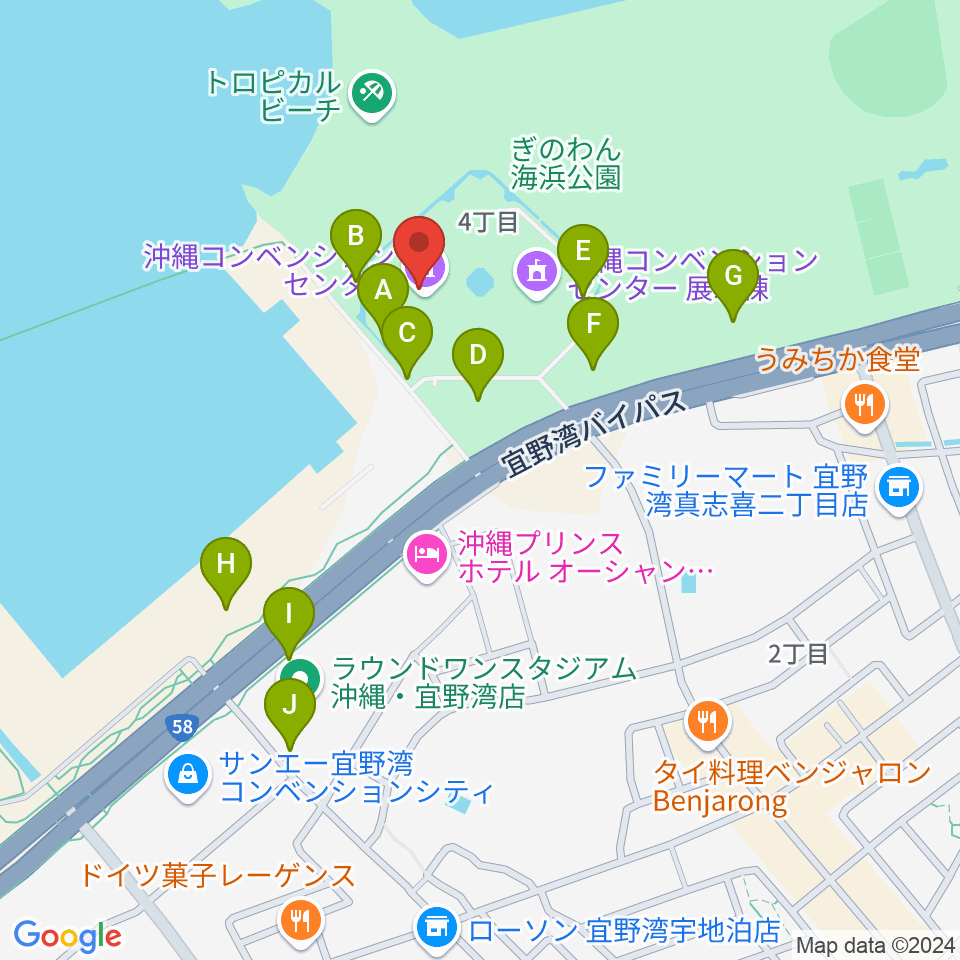 沖縄コンベンションセンター周辺の駐車場・コインパーキング一覧地図