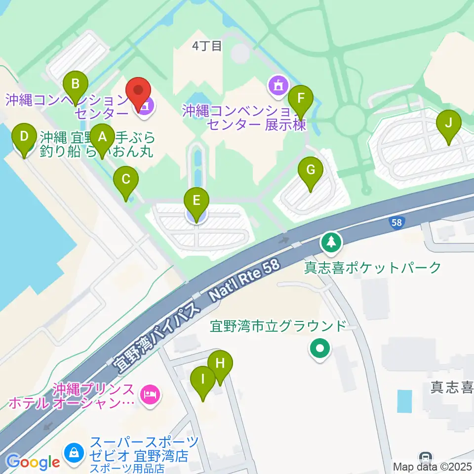沖縄コンベンションセンター周辺の駐車場・コインパーキング一覧地図