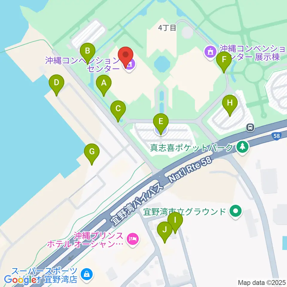 沖縄コンベンションセンター周辺の駐車場・コインパーキング一覧地図