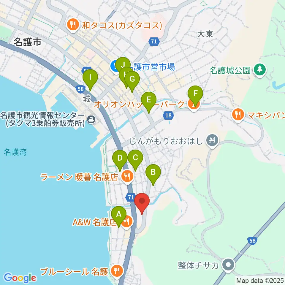 名護BIRDLAND周辺の駐車場・コインパーキング一覧地図