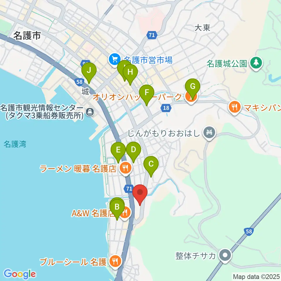 名護BIRDLAND周辺の駐車場・コインパーキング一覧地図