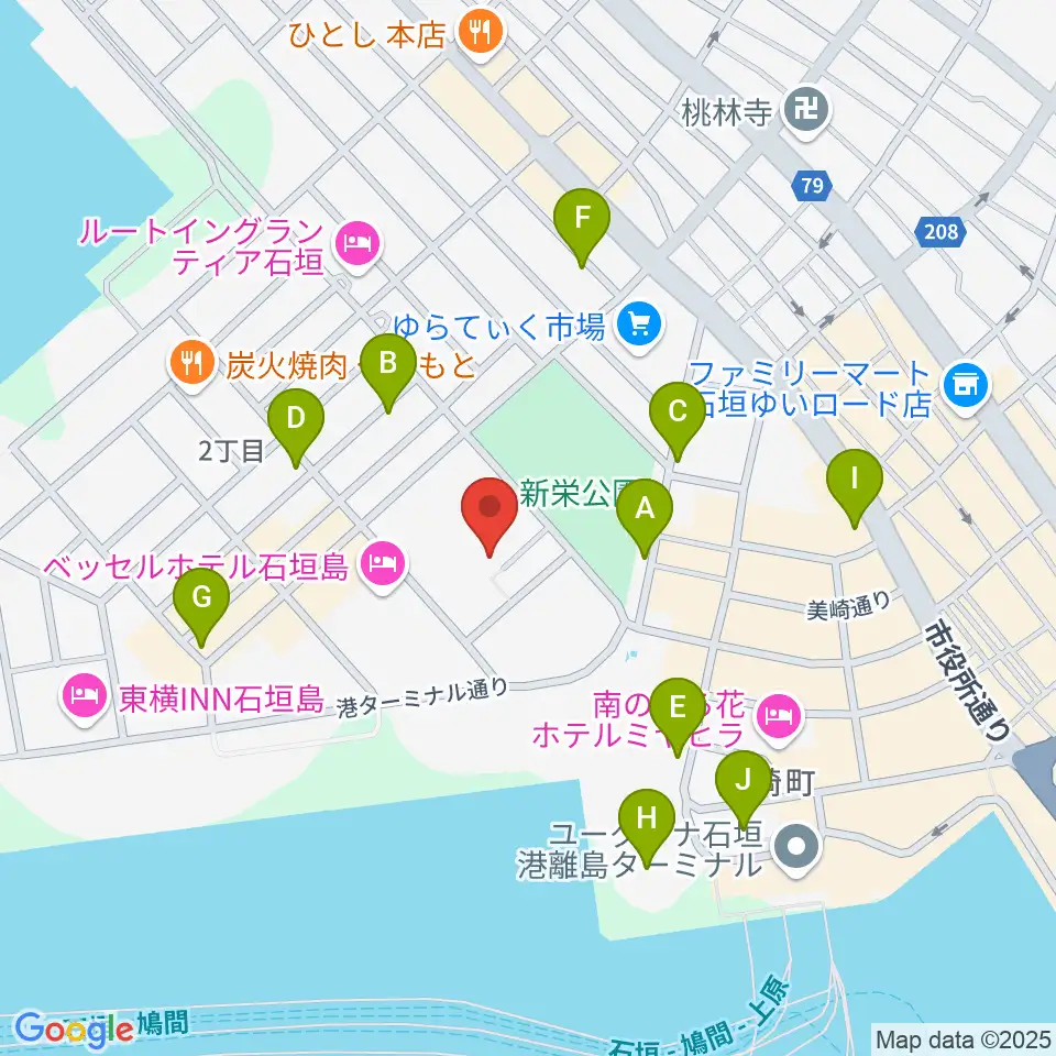 石垣市民会館周辺の駐車場・コインパーキング一覧地図