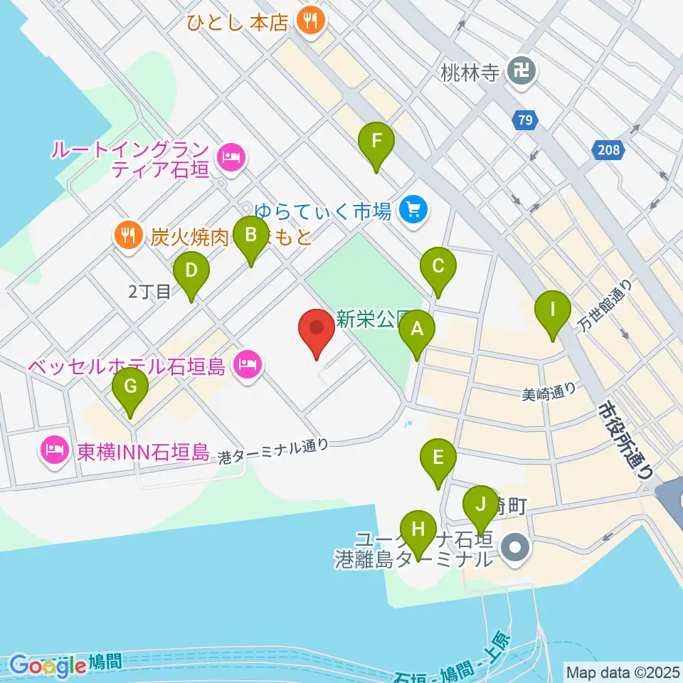 石垣市民会館周辺の駐車場・コインパーキング一覧地図