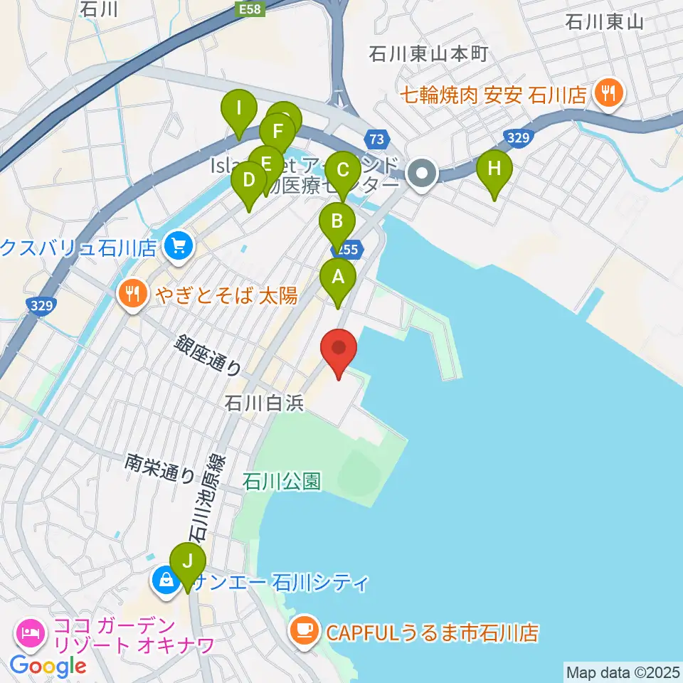 うるま市石川会館周辺の駐車場・コインパーキング一覧地図