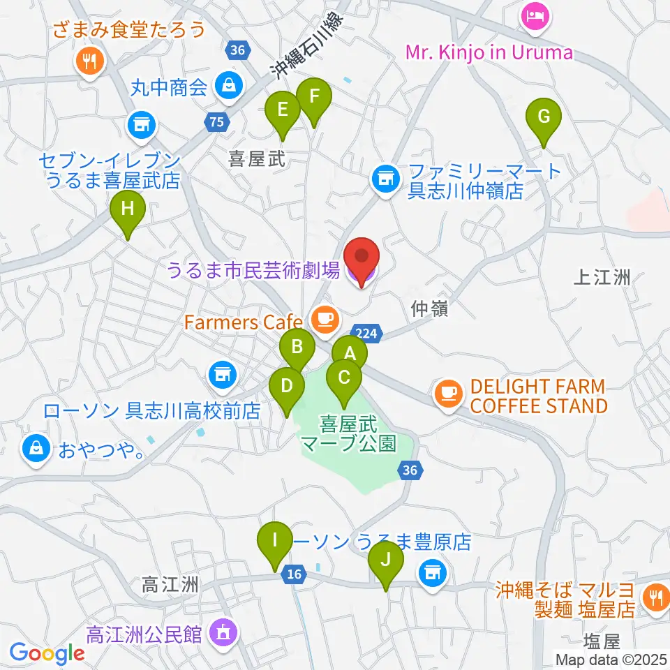 うるま市民芸術劇場周辺の駐車場・コインパーキング一覧地図