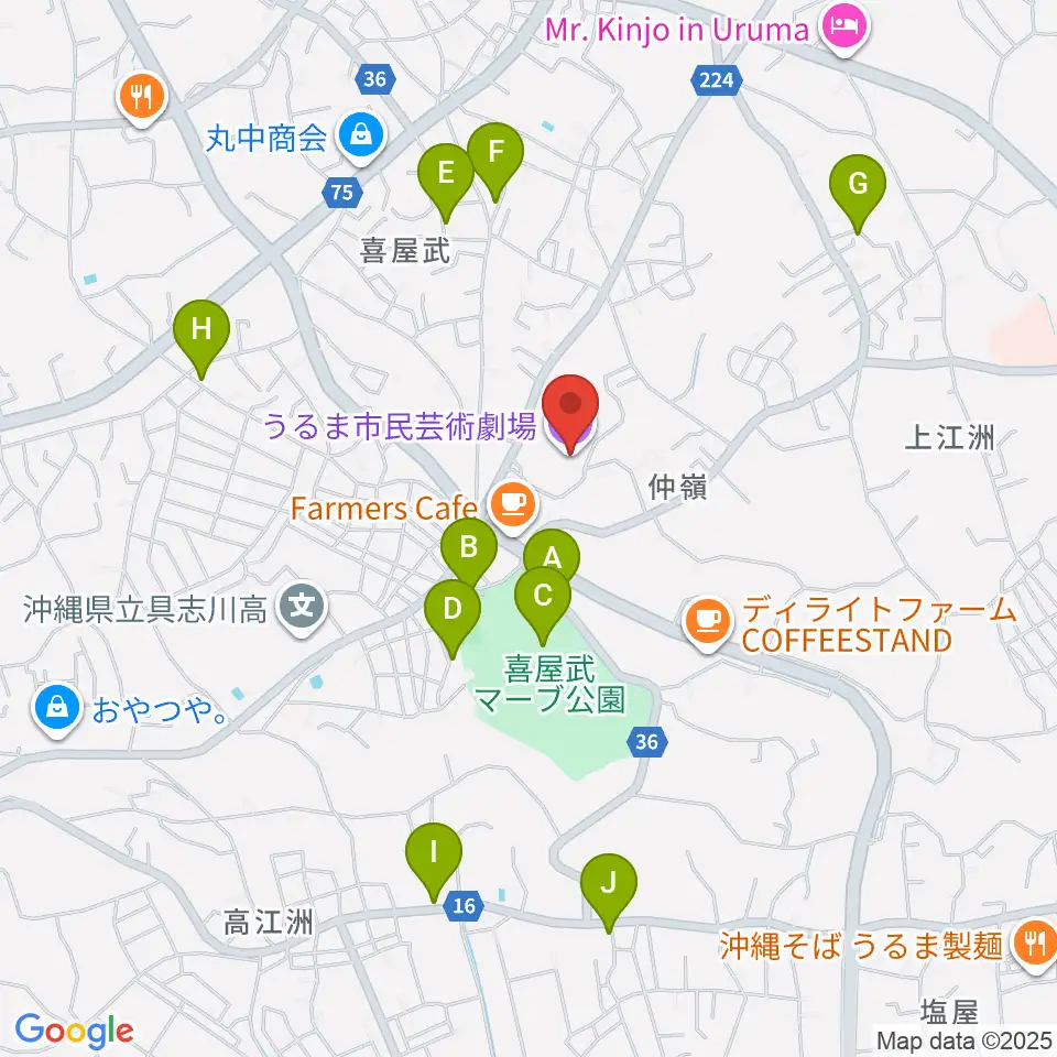 うるま市民芸術劇場周辺の駐車場・コインパーキング一覧地図