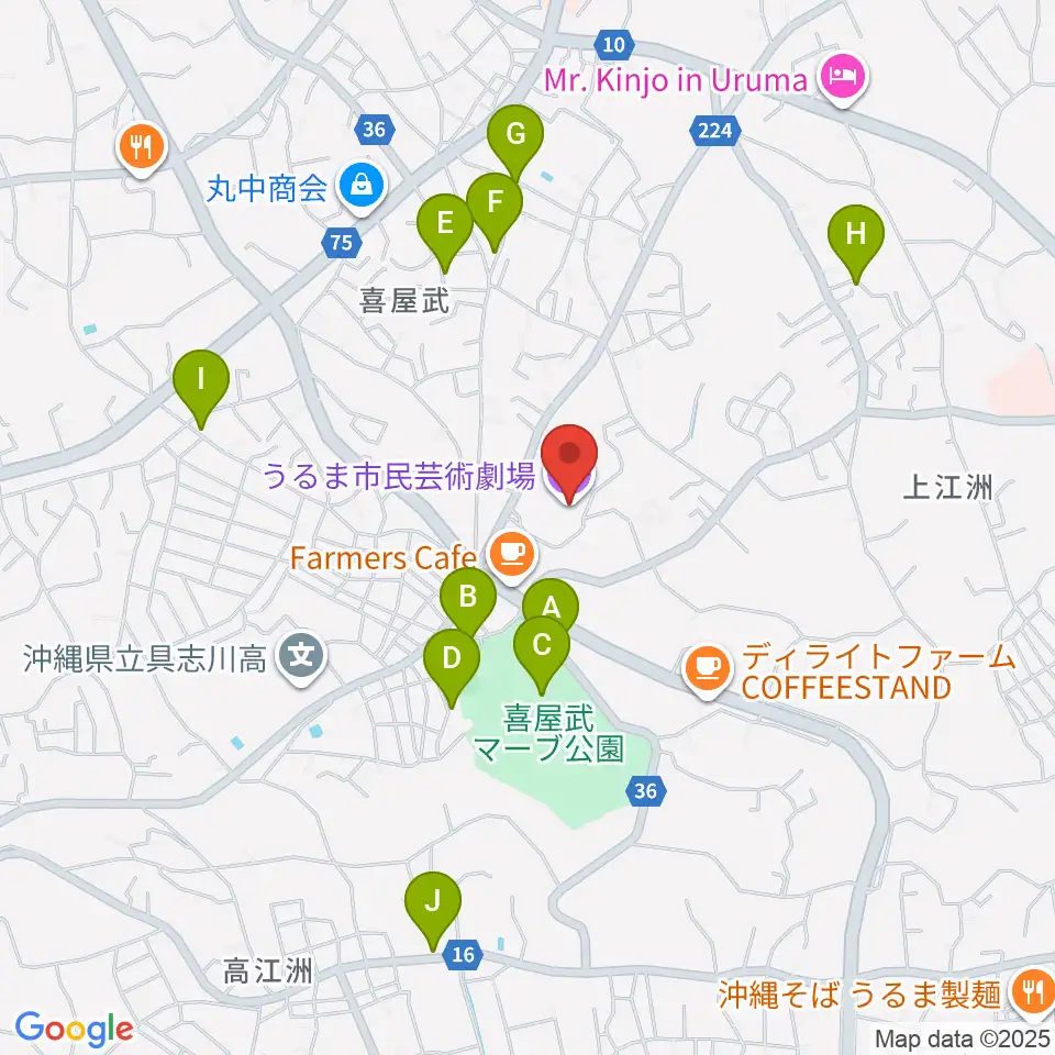 うるま市民芸術劇場周辺の駐車場・コインパーキング一覧地図