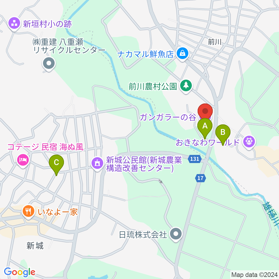 ガンガラーの谷周辺の駐車場・コインパーキング一覧地図