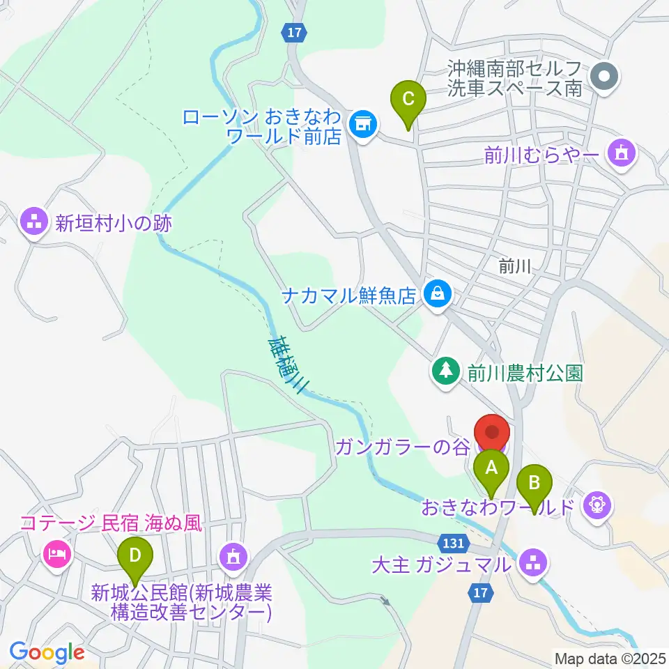 ガンガラーの谷周辺の駐車場・コインパーキング一覧地図