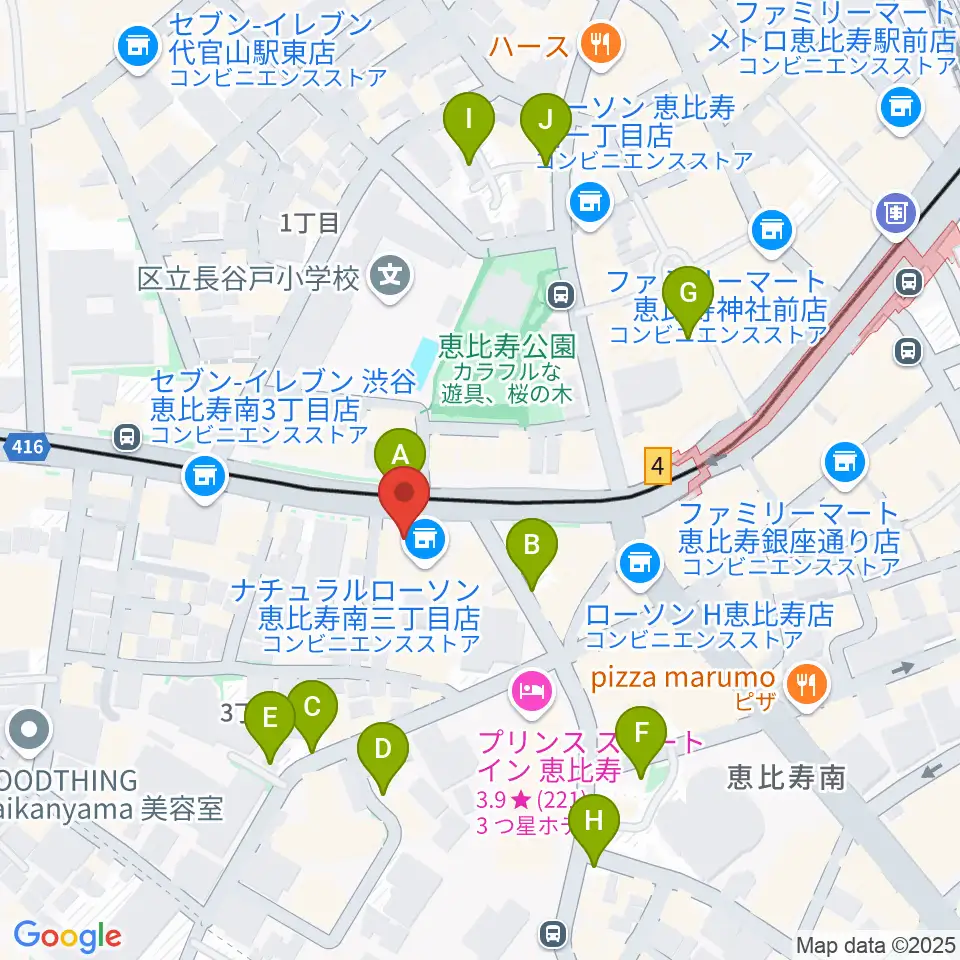 恵比寿BATICA周辺の駐車場・コインパーキング一覧地図