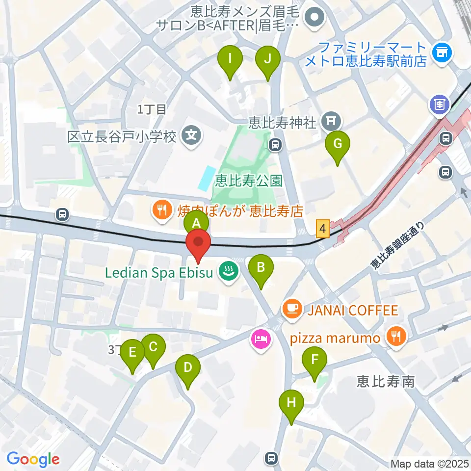 恵比寿BATICA周辺の駐車場・コインパーキング一覧地図