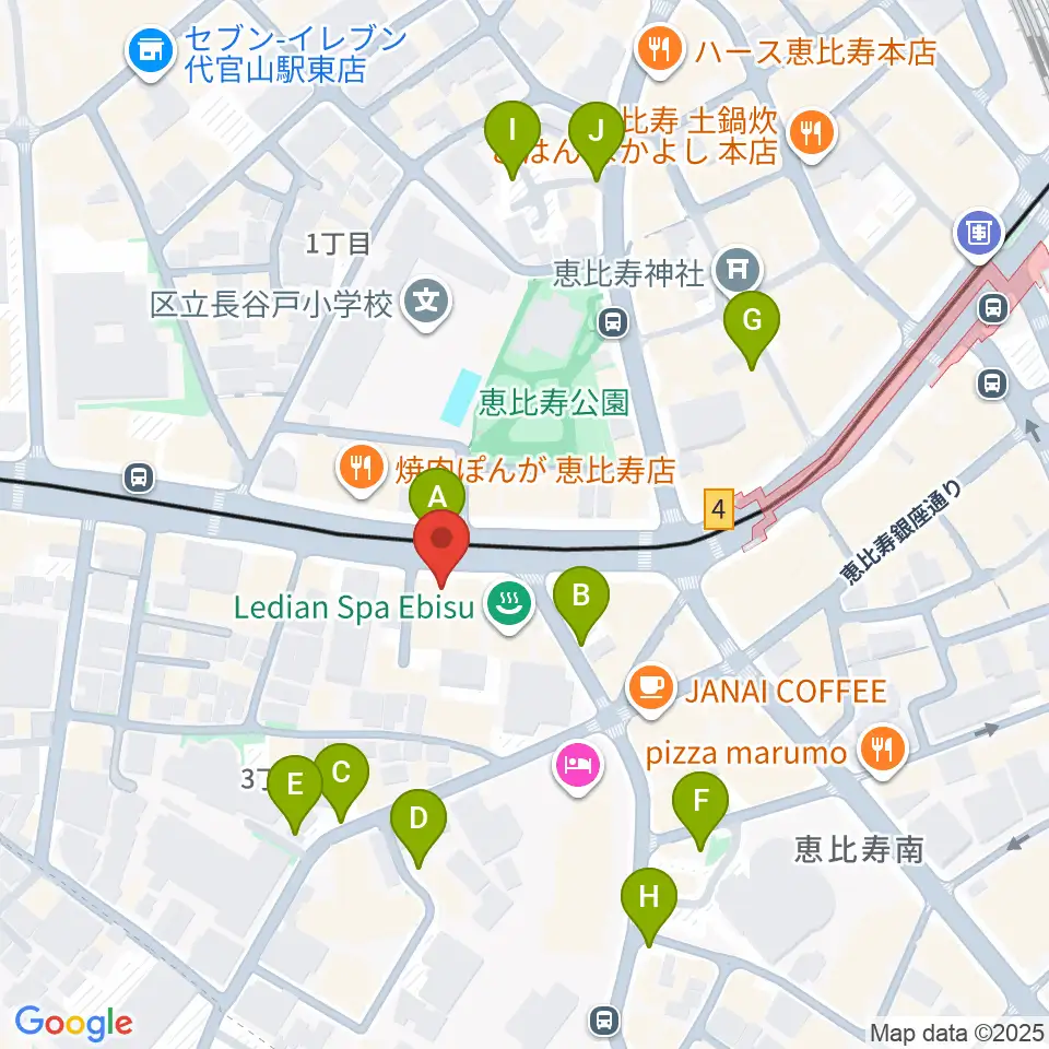 恵比寿BATICA周辺の駐車場・コインパーキング一覧地図