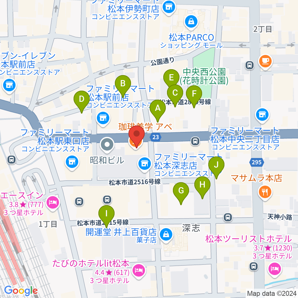 ミュージックプラザオグチ周辺の駐車場・コインパーキング一覧地図