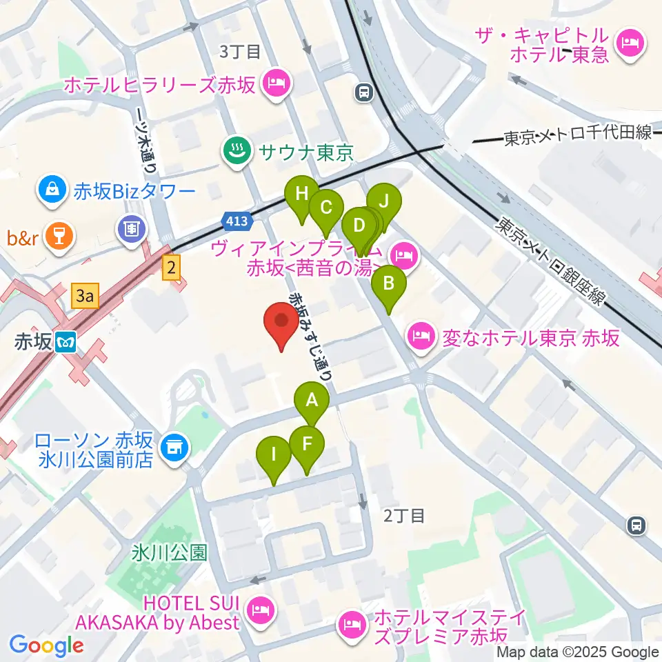 赤坂Jaka'z周辺の駐車場・コインパーキング一覧地図