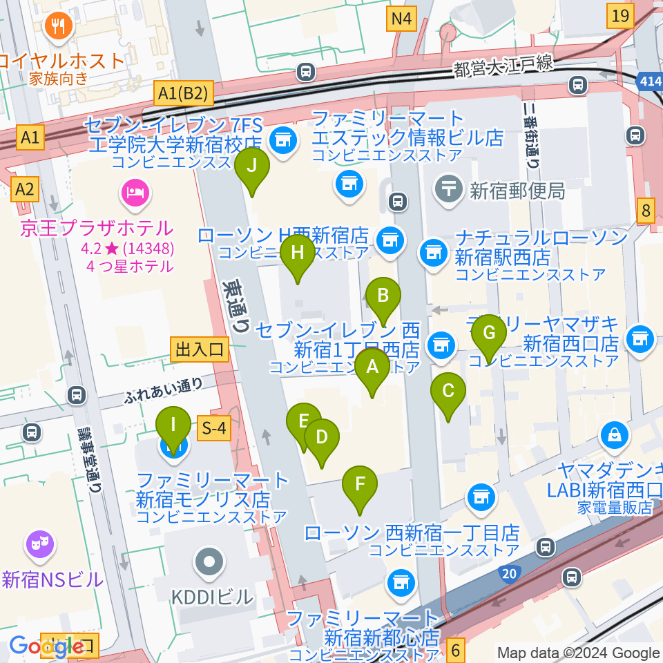 EYS音楽教室 新宿スタジオ周辺の駐車場・コインパーキング一覧地図