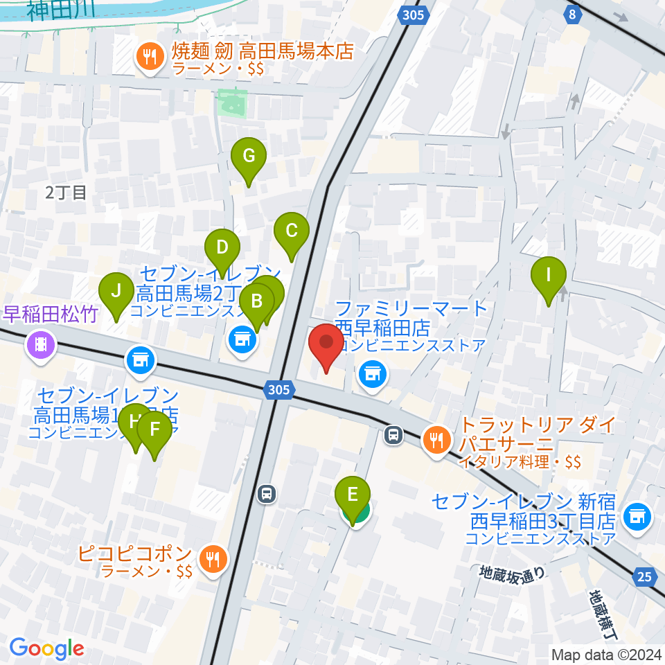 高田馬場新堀ギター音楽院周辺の駐車場・コインパーキング一覧地図