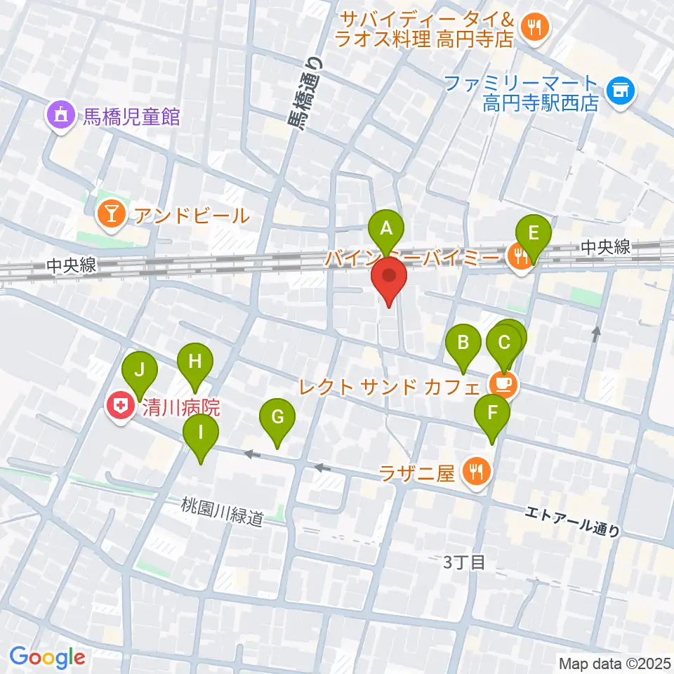 片岡マンドリン研究所周辺の駐車場・コインパーキング一覧地図