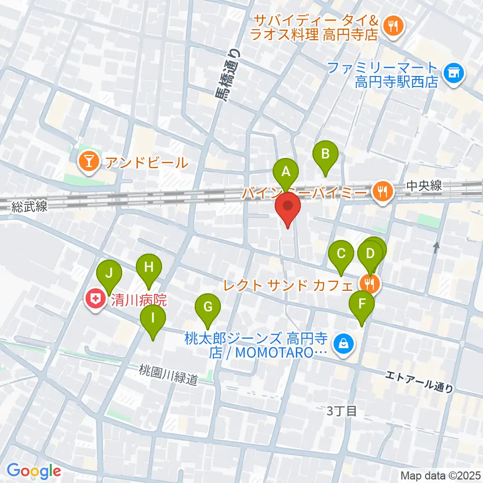 片岡マンドリン研究所周辺の駐車場・コインパーキング一覧地図
