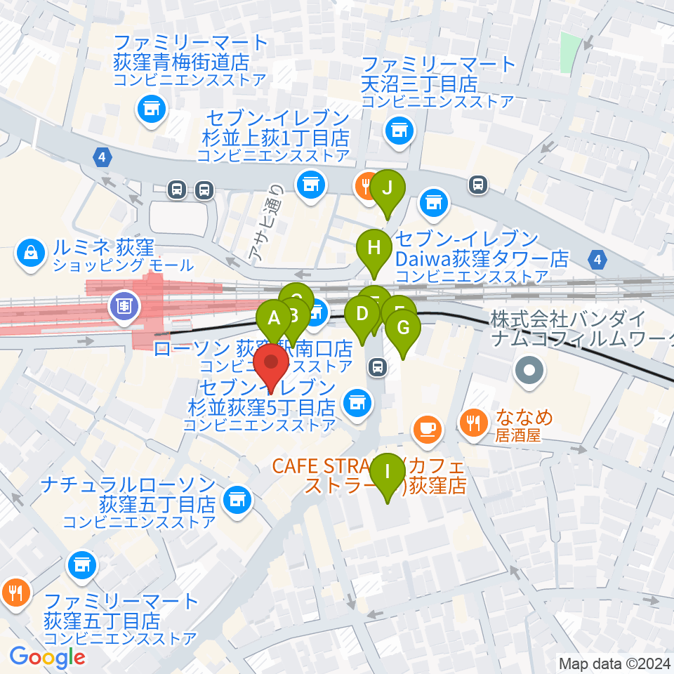 荻窪ミュージックセンター周辺の駐車場・コインパーキング一覧地図