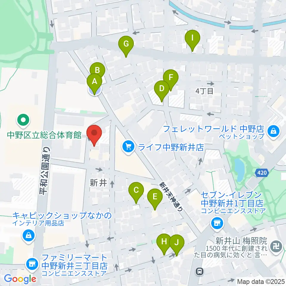ヒロミュージックスクール沼袋校周辺の駐車場・コインパーキング一覧地図