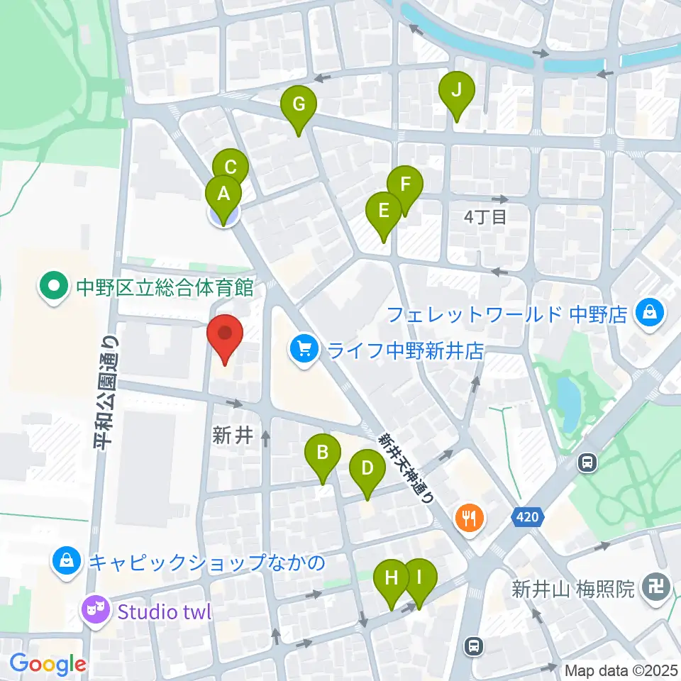 ヒロミュージックスクール沼袋校周辺の駐車場・コインパーキング一覧地図