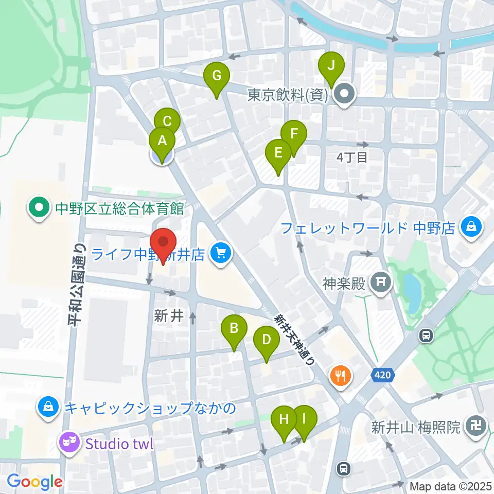 ヒロミュージックスクール沼袋校周辺の駐車場・コインパーキング一覧地図