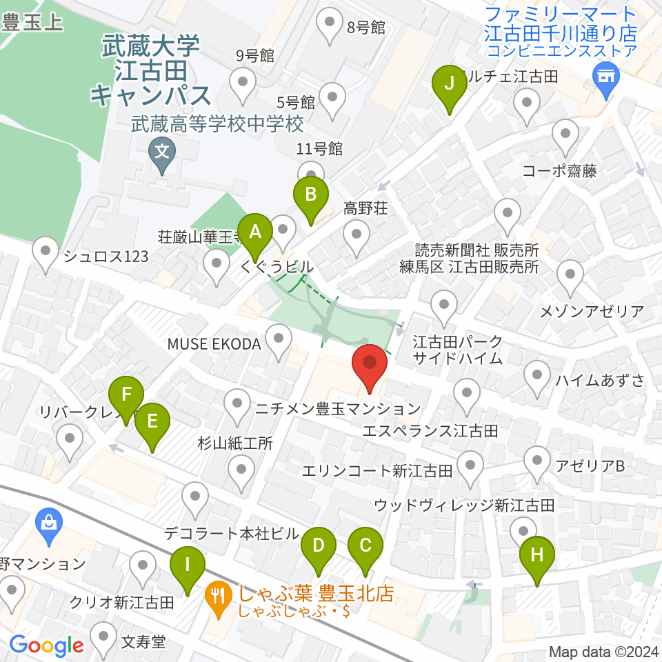 江古田Pスタジオ周辺の駐車場・コインパーキング一覧地図