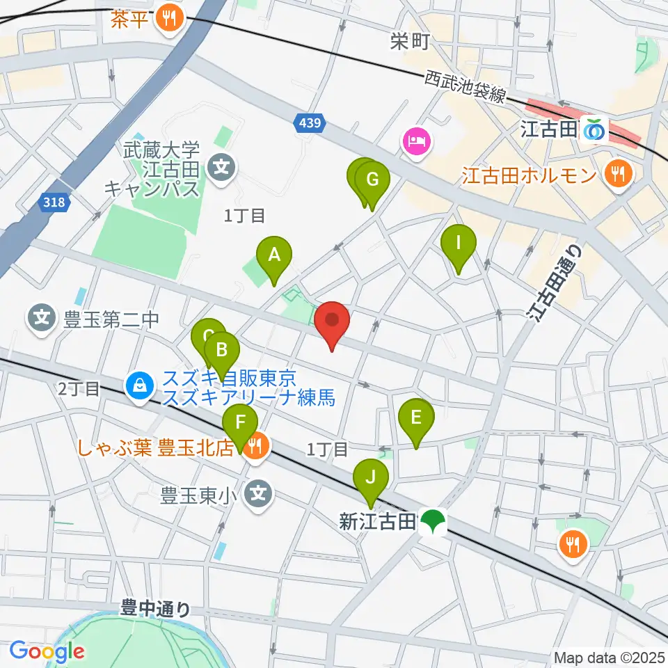 江古田Pスタジオ周辺の駐車場・コインパーキング一覧地図