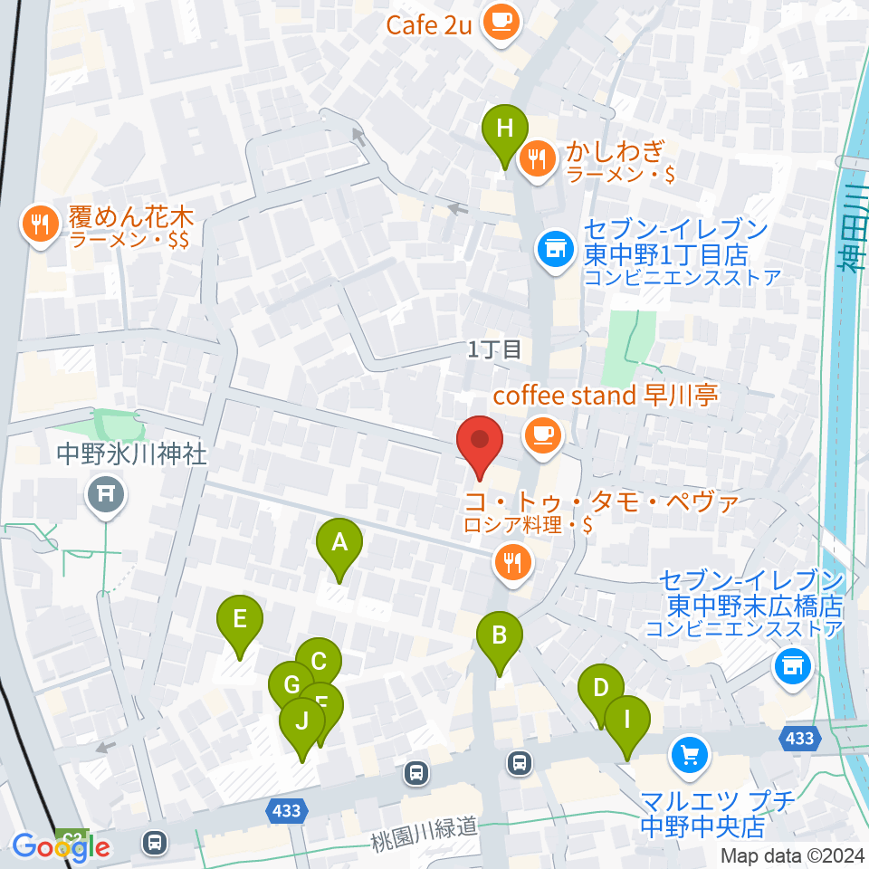 ミオンミュージックスクール東中野教室周辺の駐車場・コインパーキング一覧地図