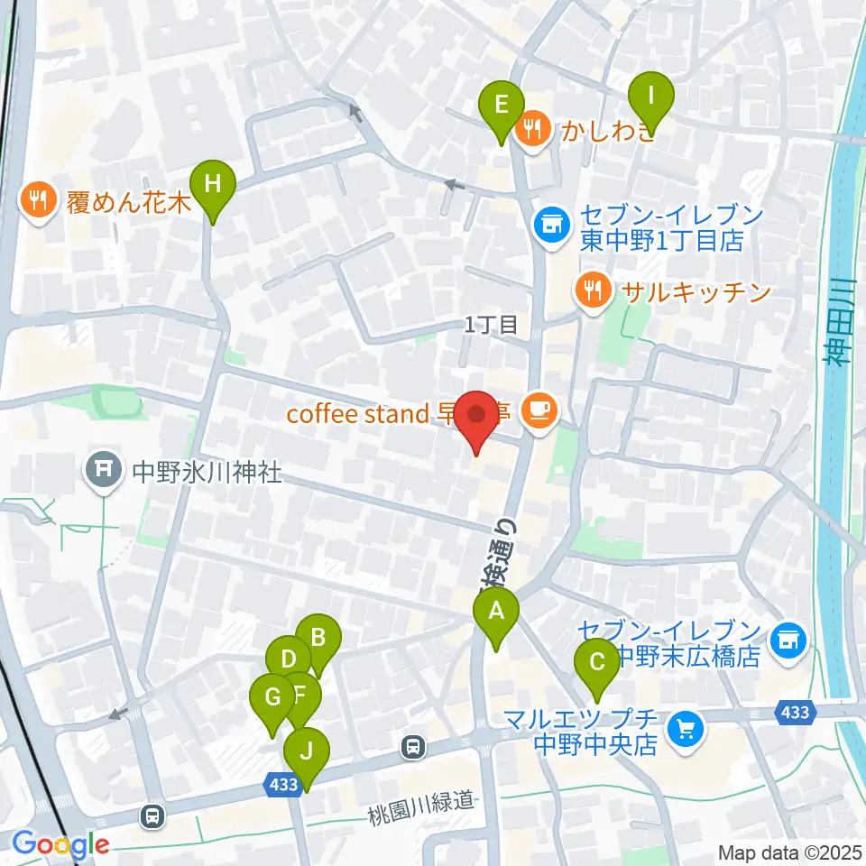 ミオンミュージックスクール東中野教室周辺の駐車場・コインパーキング一覧地図