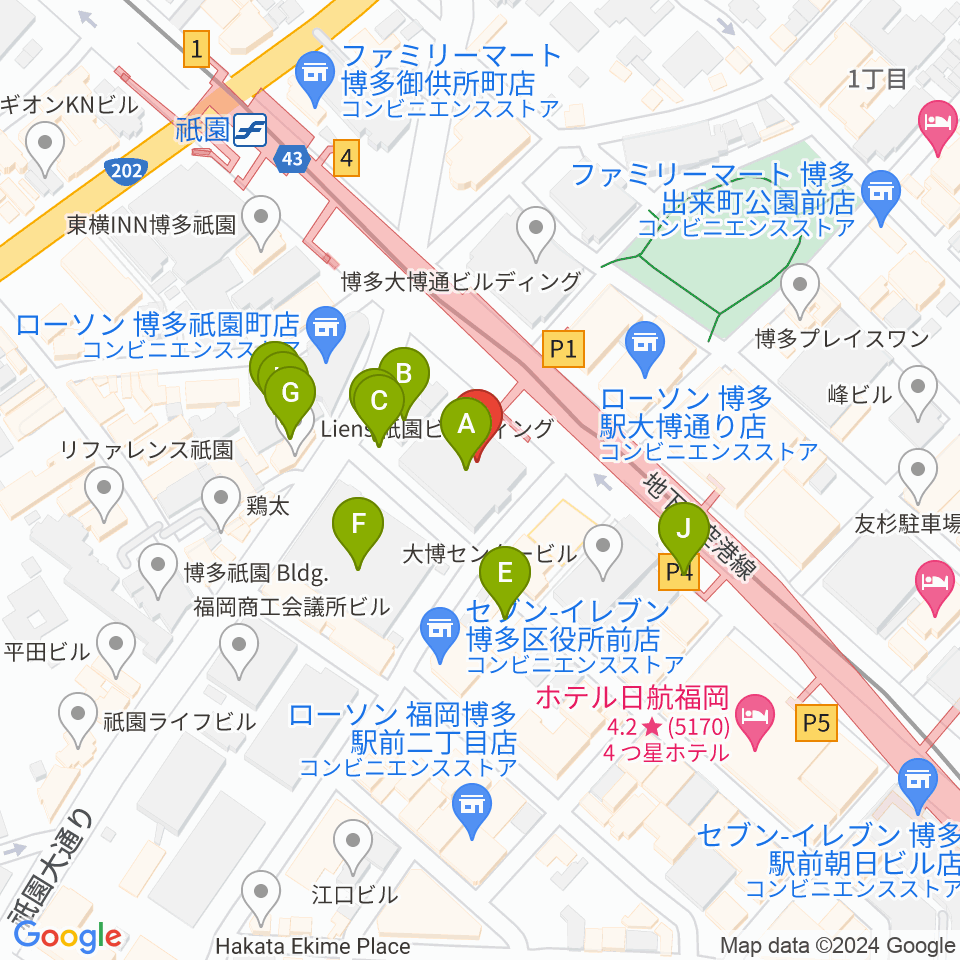 ボーカルスクールVOAT 福岡校周辺の駐車場・コインパーキング一覧地図