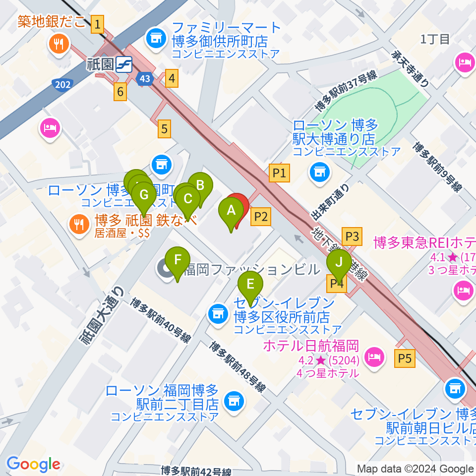 ボーカルスクールVOAT 福岡校周辺の駐車場・コインパーキング一覧地図