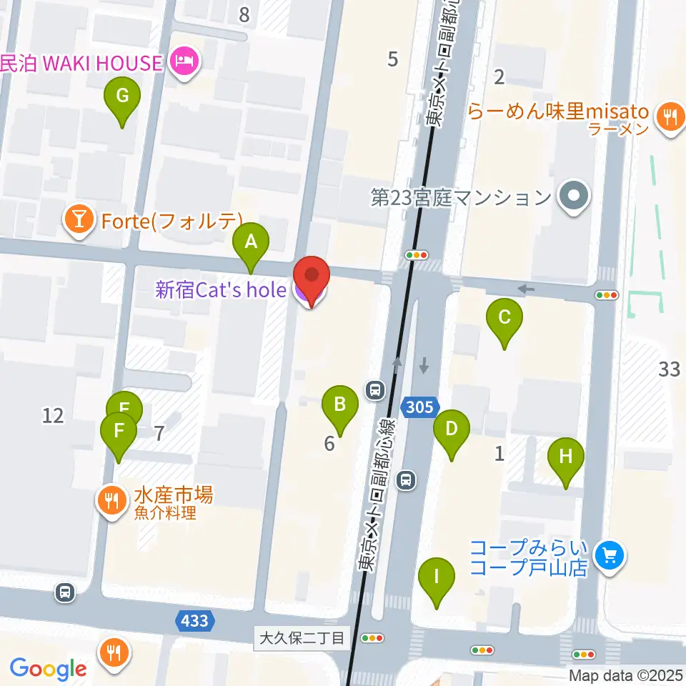 新宿Cat's hole周辺の駐車場・コインパーキング一覧地図