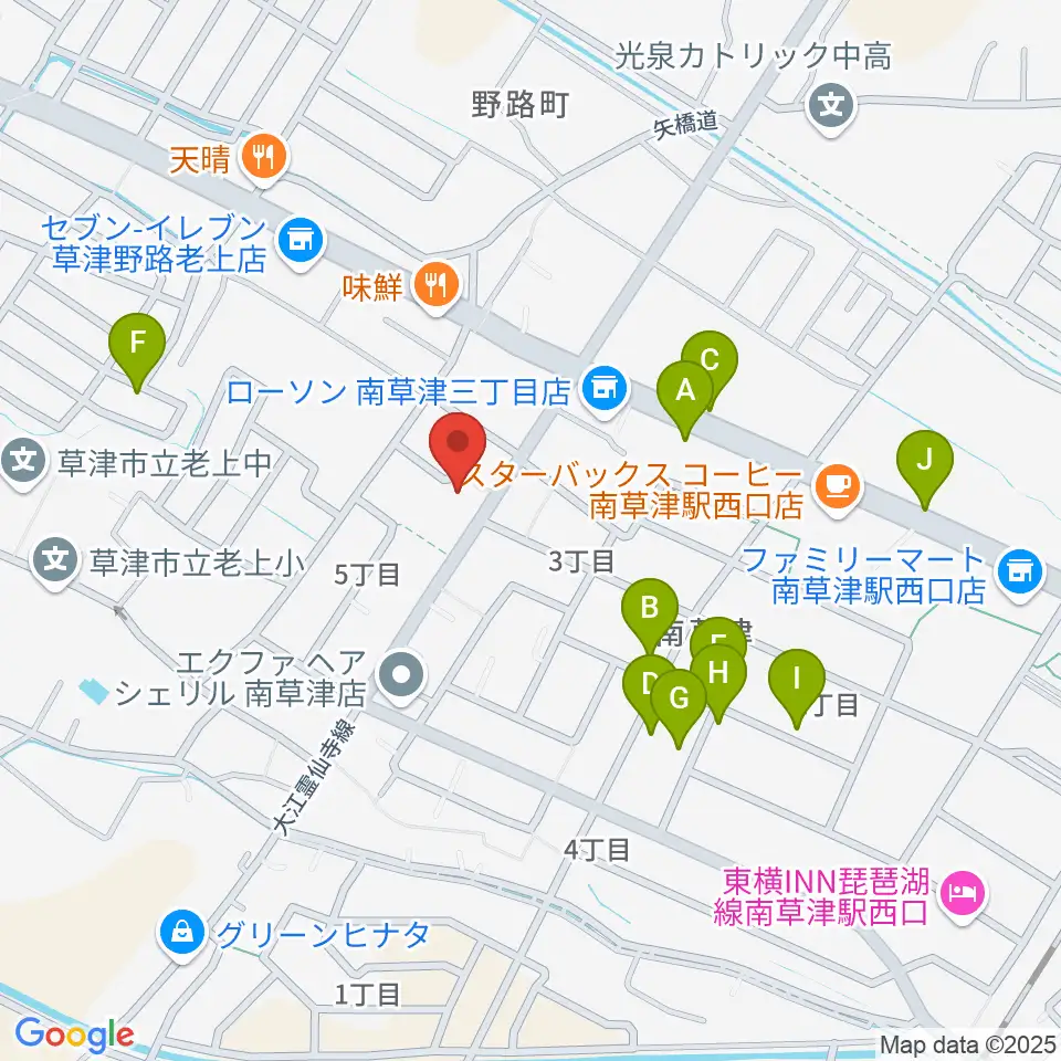 ロマン楽器 草津本店・ロマンホール周辺の駐車場・コインパーキング一覧地図