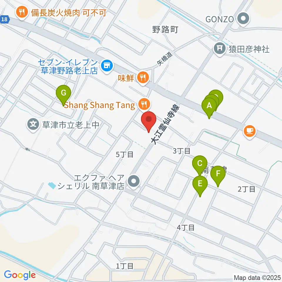 ロマン楽器 草津本店・ロマンホール周辺の駐車場・コインパーキング一覧地図