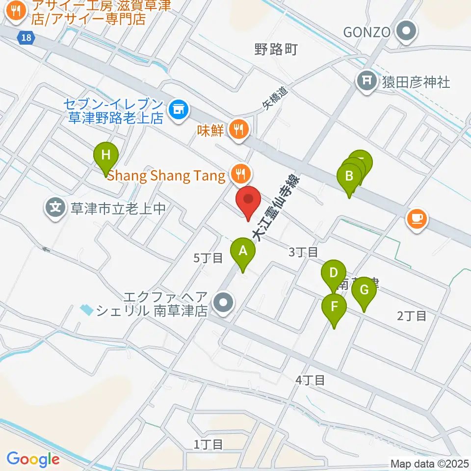ロマン楽器 草津本店・ロマンホール周辺の駐車場・コインパーキング一覧地図